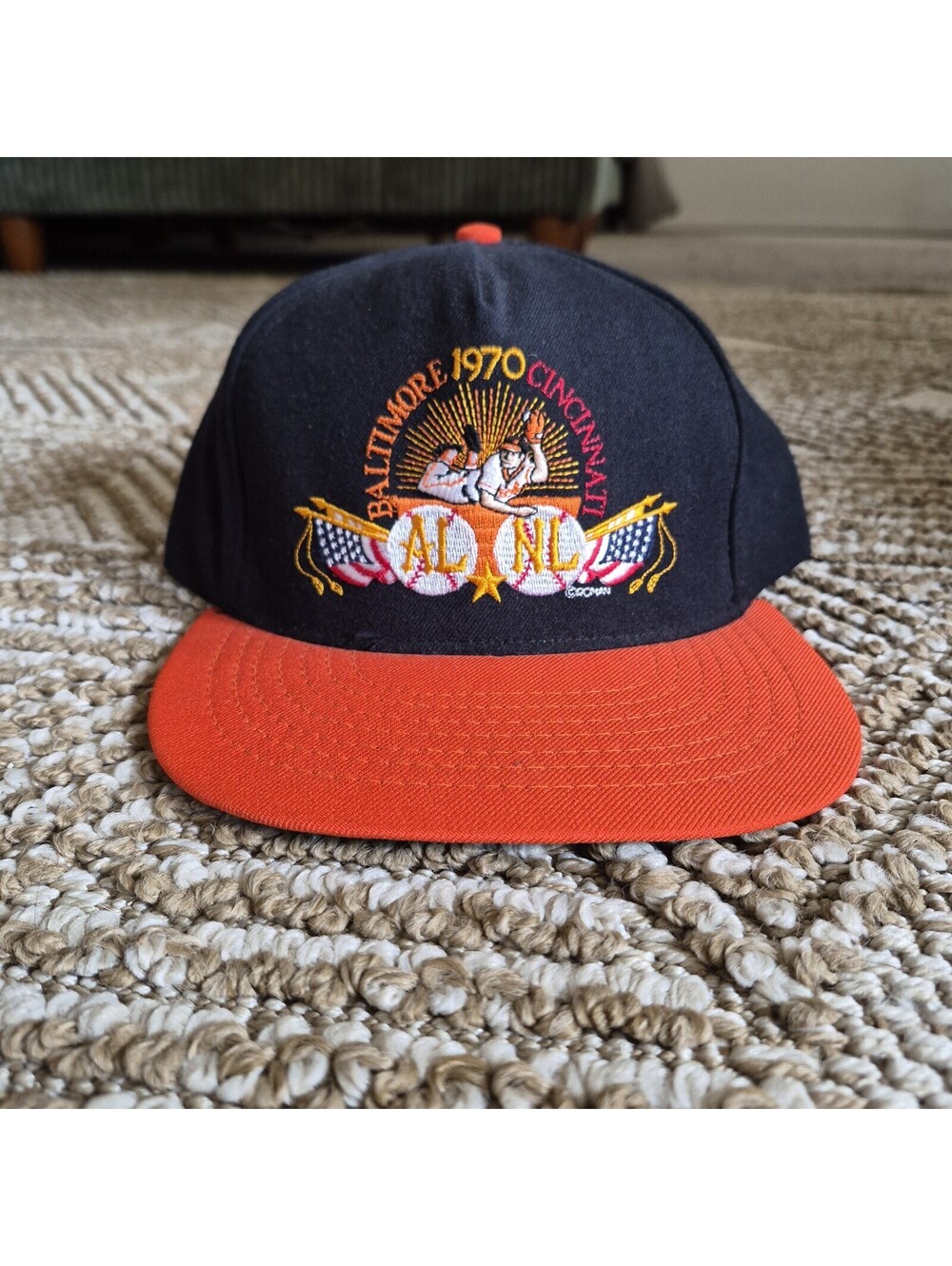 Deadstock Vintage 1970 World Series Baltimore vs. Cincinnati Snapback Hat Roman